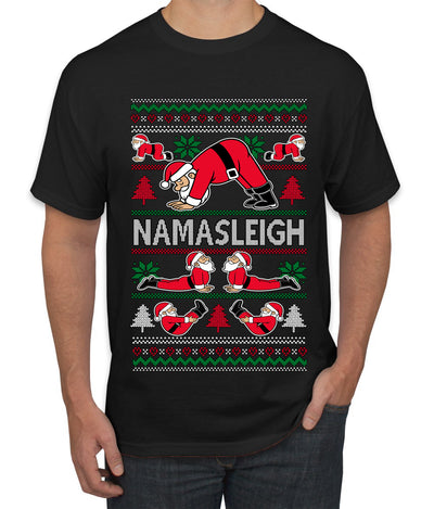 Namasleigh, Namaste Yoga Santa Claus, Ugly Christmas Sweater Unisex Men's T-Shirt