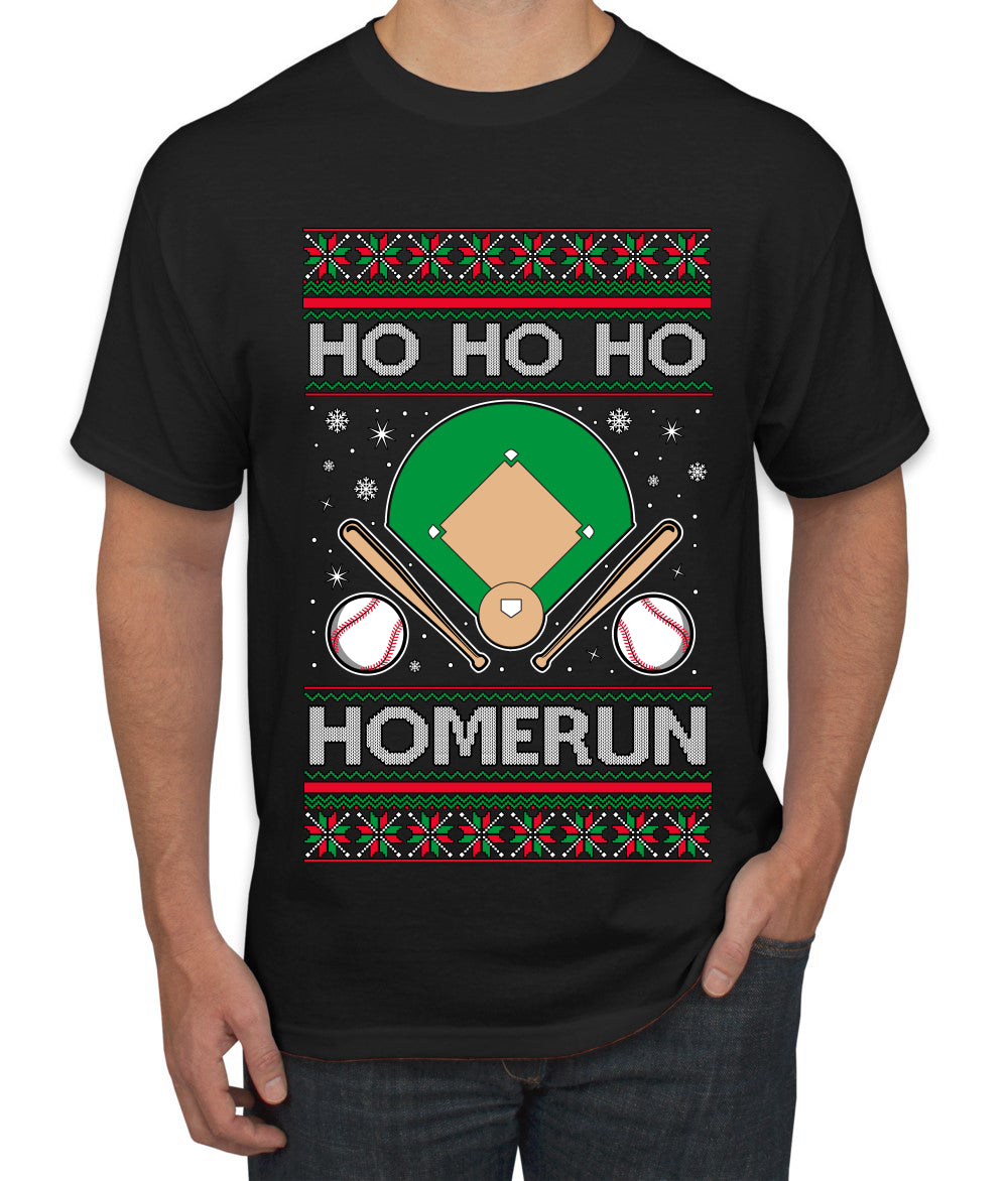 Ho Ho Ho Homerun, Baseball Fan Christmas Design, Ugly Christmas Sweater Unisex Men's T-Shirt