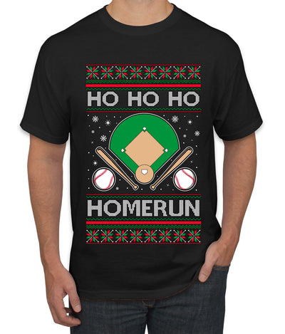 Ho Ho Ho Homerun, Baseball Fan Christmas Design, Ugly Christmas Sweater Unisex Men's T-Shirt