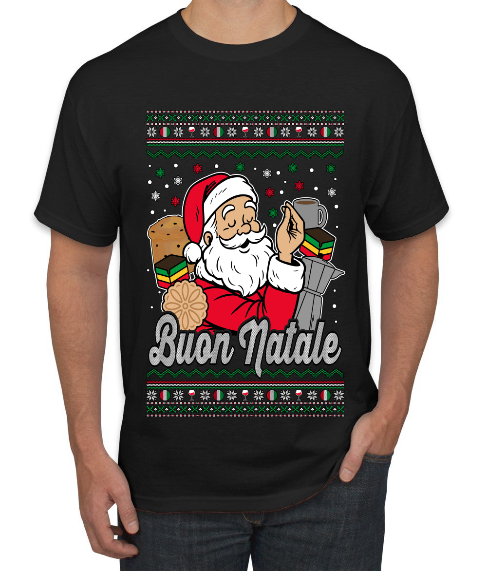 Buon Natale, Italian Santa Claus, Funny, Italian American Humor, Ugly Christmas Sweater Unisex Men's T-Shirt