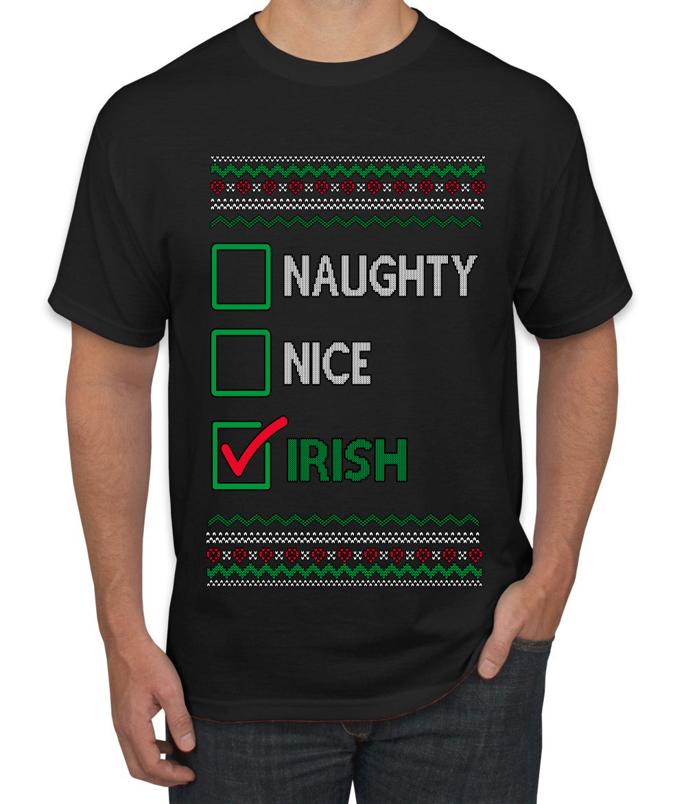 Naughty Nice, Irish, Irish Christmas, Ugly Christmas Sweater Unisex Men's T-Shirt