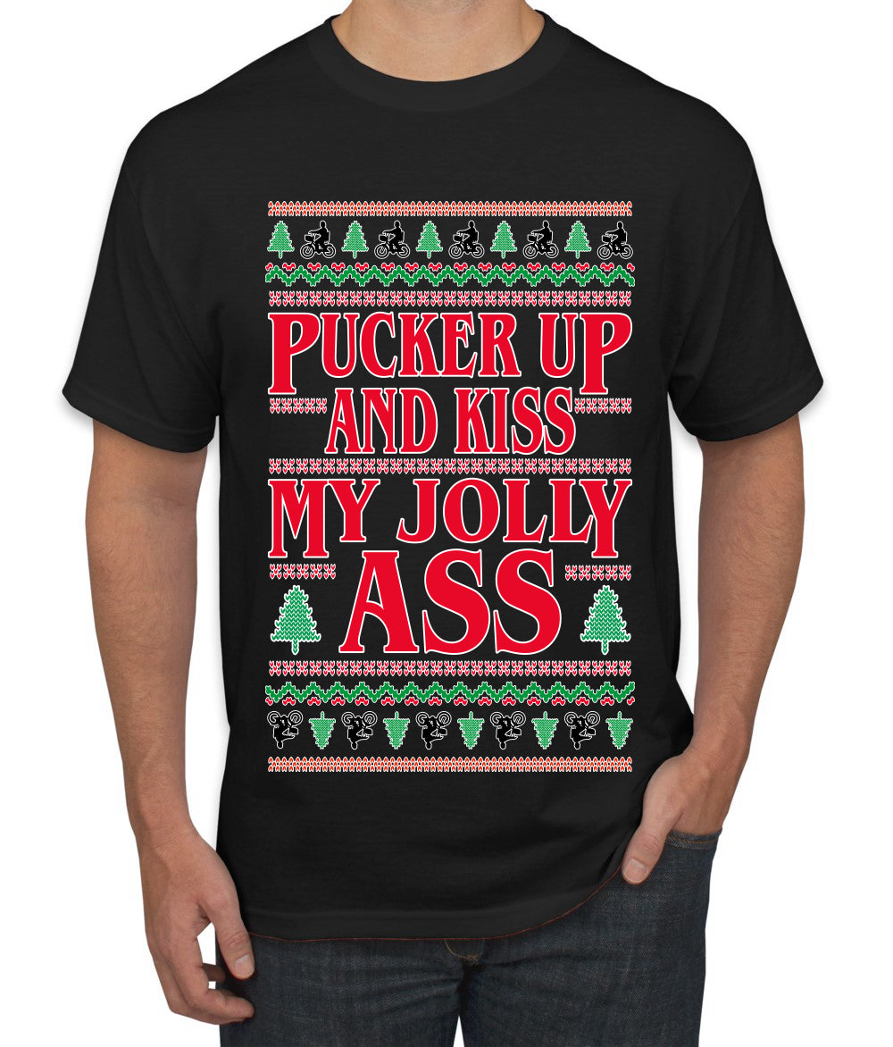 Pucker Up And Kiss My Jolly Ass, Ugly Christmas Sweater Unisex Men's T-Shirt