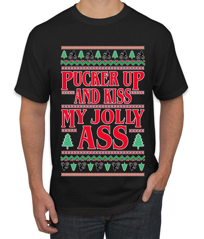 Pucker Up And Kiss My Jolly Ass, Ugly Christmas Sweater Unisex Men's T-Shirt