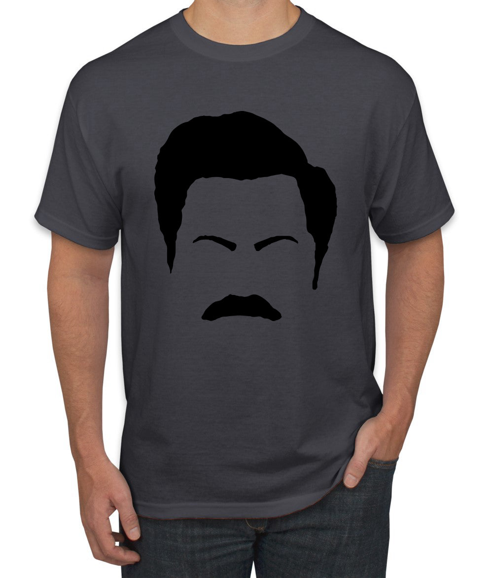 Parks and Rec Fans Ron Swanson Mustache Face Silhouette Pop Culture Men's T-Shirt