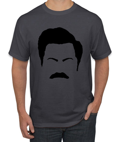 Parks and Rec Fans Ron Swanson Mustache Face Silhouette Pop Culture Men's T-Shirt