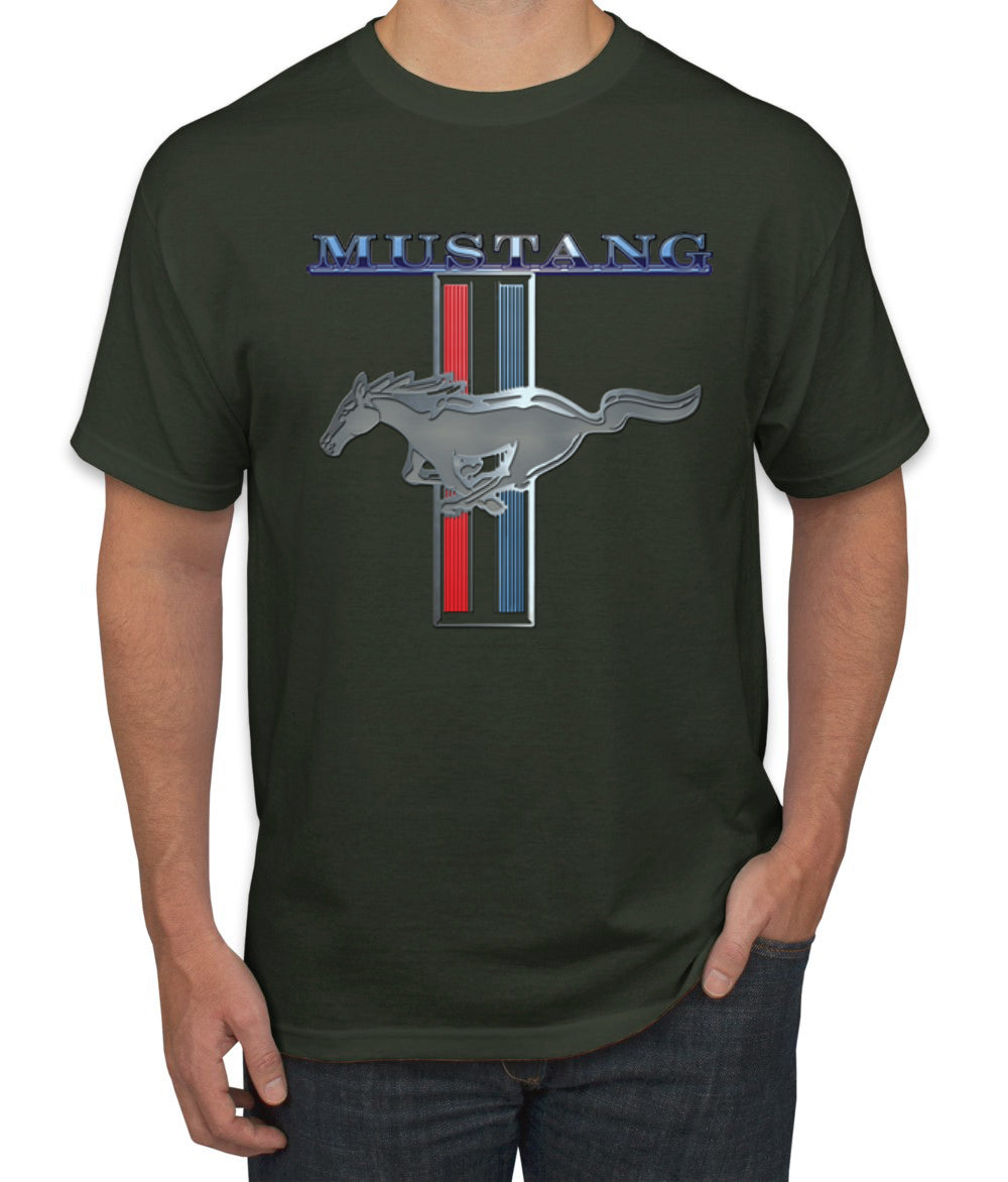 Ford Mustang Classic Pony USA Logo Emblem Cars and Trucks Front and Back Cars and Trucks Men's T-Shirt