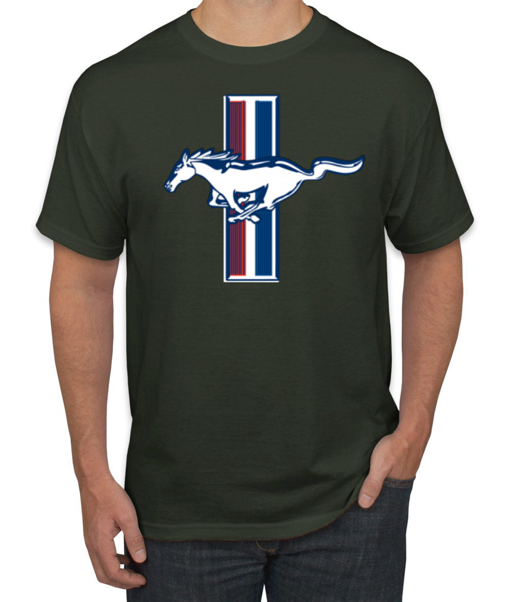 Ford Mustang Retro USA Vintage Logo Classic Bar Cars and Trucks Men's T-Shirt