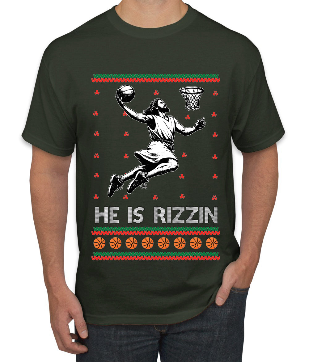 He Is Rizzin, Ugly Christmas Sweater Unisex Men's T-Shirt