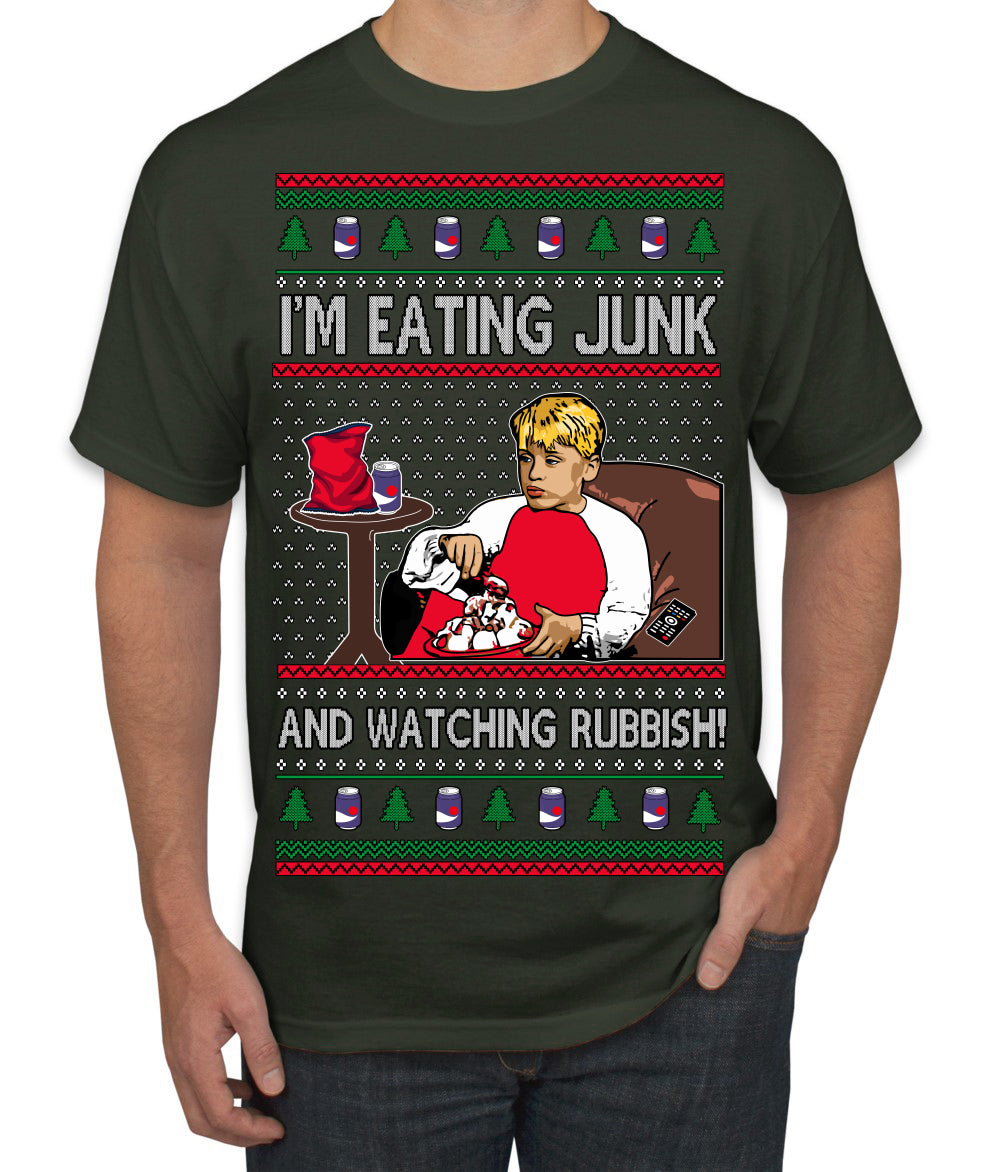 I'm Eating Junk and Watching Rubbish 90s Movie Ice Cream Ugly Christmas Sweater Men's T-Shirt