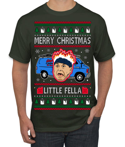 Merry Christmas Little Fella Funny 90s Harry Movie Quote Ugly Christmas Sweater Men's T-Shirt