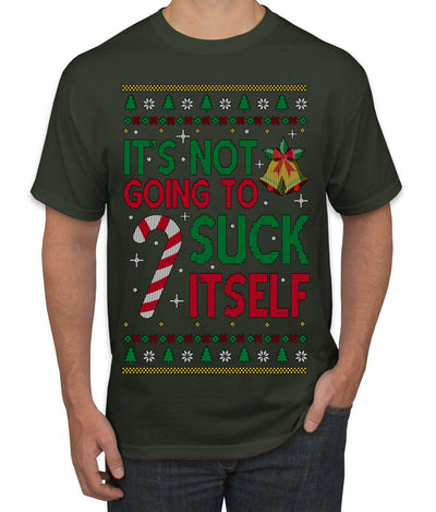 It's Not Going to Suck Itself Funny Candy Cane Ugly Christmas Sweater Men's T-Shirt