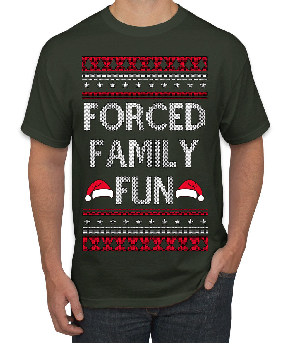 Forced Family Fun, Xmas Holiday Funny Ugly Christmas Sweater Men's T-Shirt