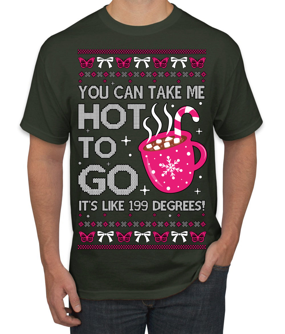 You Can Take Me Hot to Go, Hot Cocoa Viral Song Pop Music Ugly Christmas Sweater Men's T-Shirt
