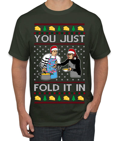 You Just Fold It In Funny Enchilada Moira David TV Sitcom Ugly Christmas Sweater Men's T-Shirt