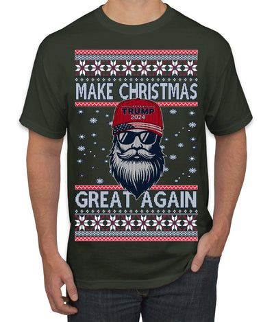 Make Christmas Great Again Trump Santa Claus 2024 MAGA,  Donald Trump JD Vance GOP Republican Ugly Christmas Sweater Men's T-Shirt