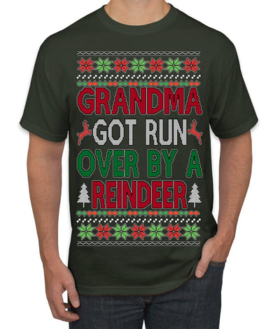 Grandma Got Ran Over by a Reindeer | Classic Xmas Song Holiday Movie Quote Ugly Christmas Sweater Men's T-Shirt