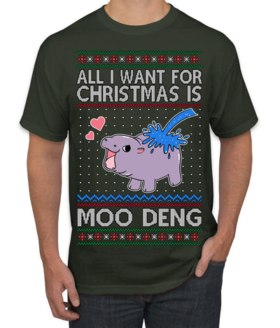 All I Want for Christmas is Moo Deng Cute Pygmy Hippo Ugly Christmas Sweater Men's T-Shirt