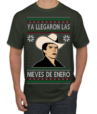 Ya Llegaron Las Nieves De Enero Chalino January Snow Ugly Christmas Sweater Men's T-Shirt