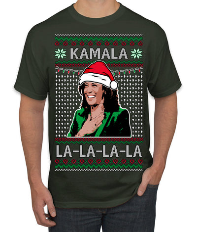 Kamala La La Funny Santa Hat Classic Xmas Song Carol Ugly Christmas Sweater Men's T-Shirt