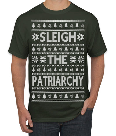 Sleigh the Patriarchy Funny Feminist Middle Class Meme Ugly Christmas Sweater Men's T-Shirt