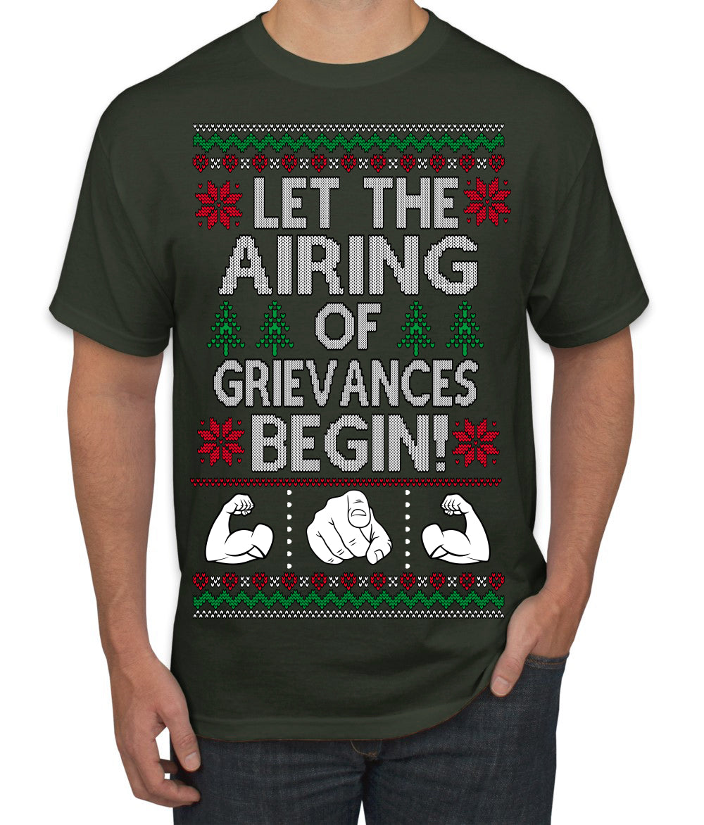 Let the Airing of Grievances Begin Funny TV Sitcom Festivus Ugly Christmas Sweater Men's T-Shirt