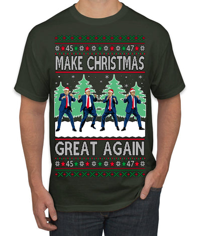 Make Christmas Great Again Shimmy Dance USA President Ugly Christmas Sweater Men's T-Shirt