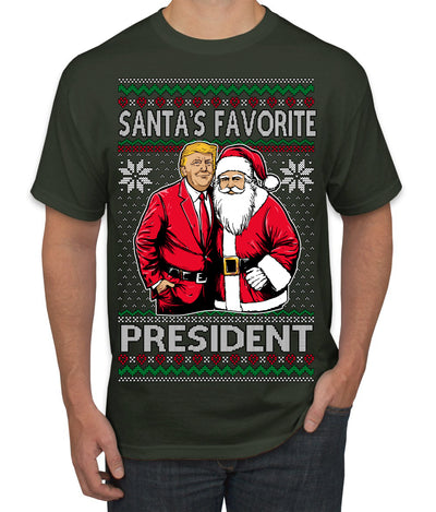 Santa's Favorite President Red Suit Trump Ugly Christmas Sweater Men's T-Shirt