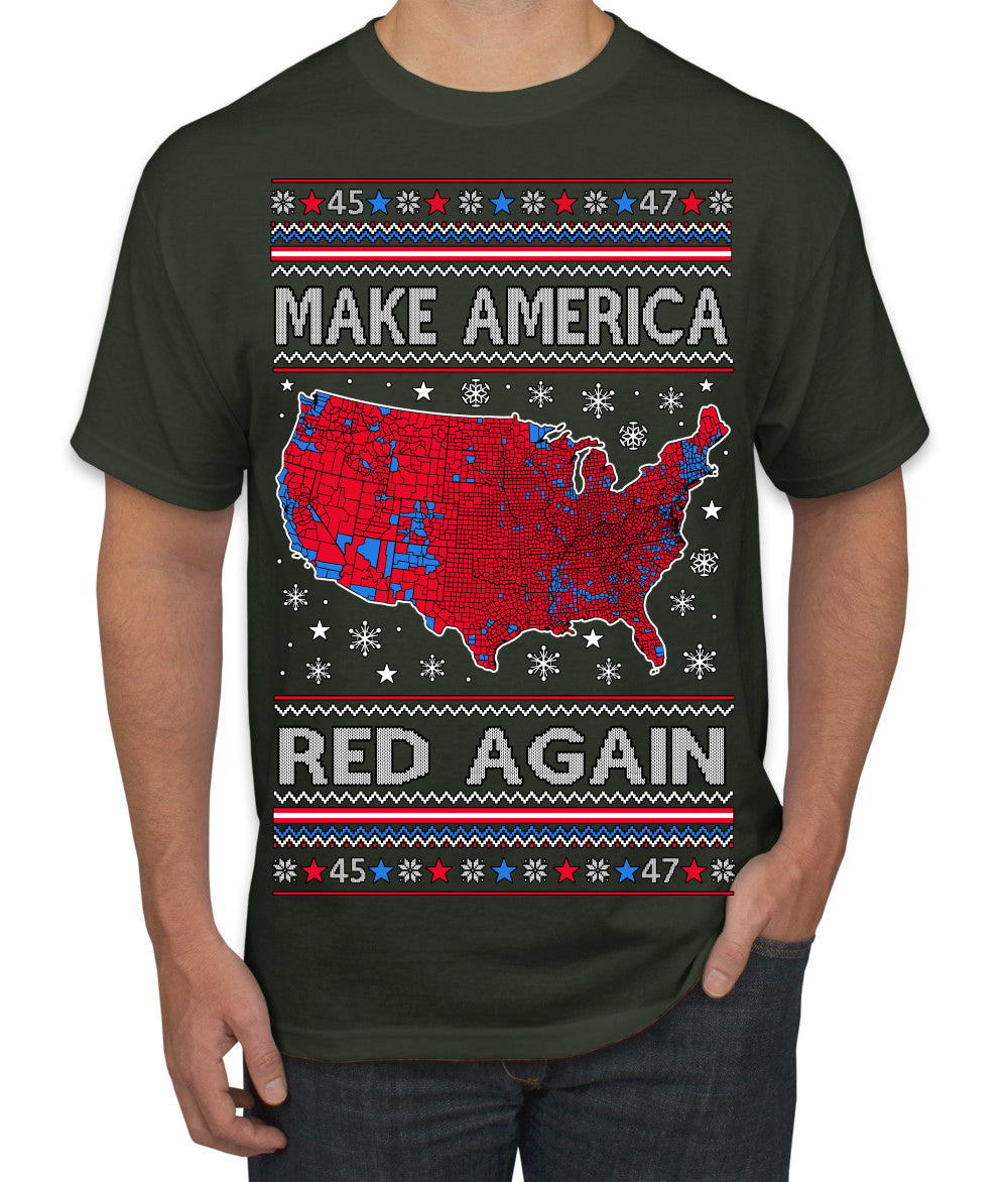 Make America Red Again USA Map Trump 2024 MAGA Ugly Christmas Sweater Men's T-Shirt
