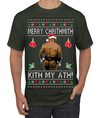 Merry Chrithmith Kith My Ath, Butt Viral Kiss My Ass Boxing Fight Meme Ugly Christmas Sweater Men's T-Shirt