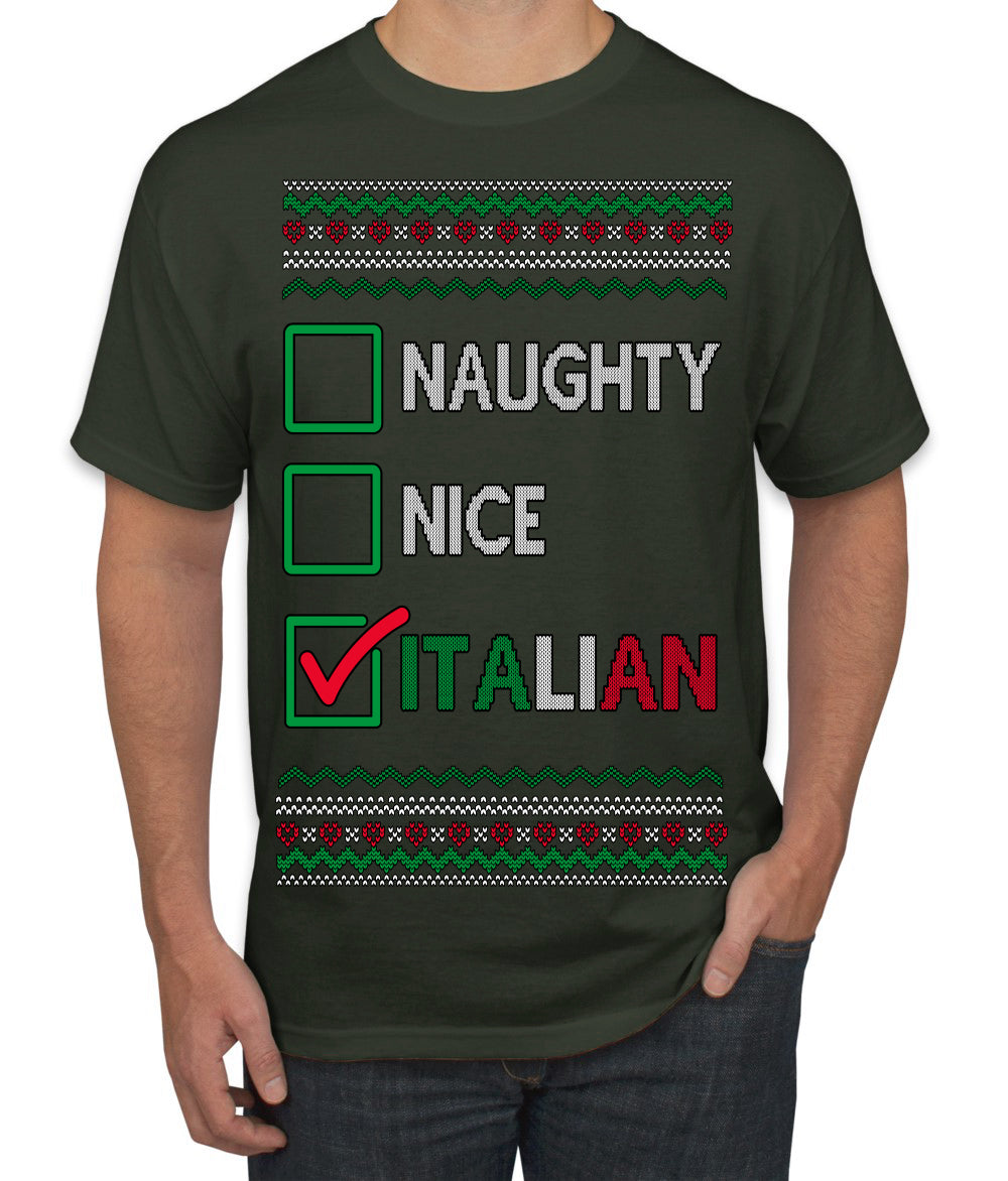 Naughty Nice Italian Funny Italians Italy Colors Ugly Christmas Sweater Men's T-Shirt