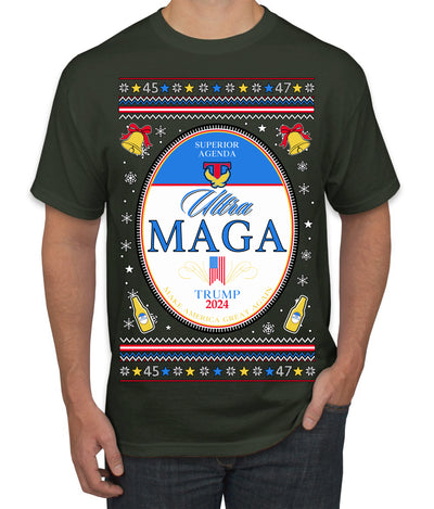 Ultra MAGA Superior Agenda Trump 2024 Funny Beer Logo Ugly Christmas Sweater Men's T-Shirt