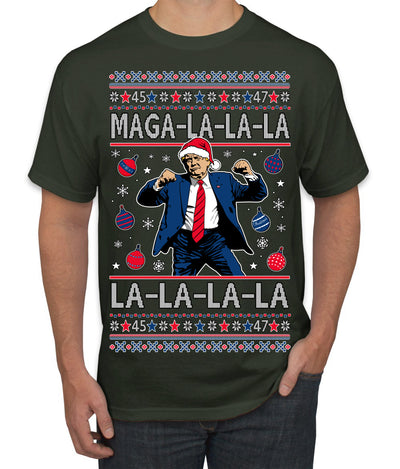 Maga La La La Funny Donald Trump Christmas Carol Song Ugly Christmas Sweater Men's T-Shirt