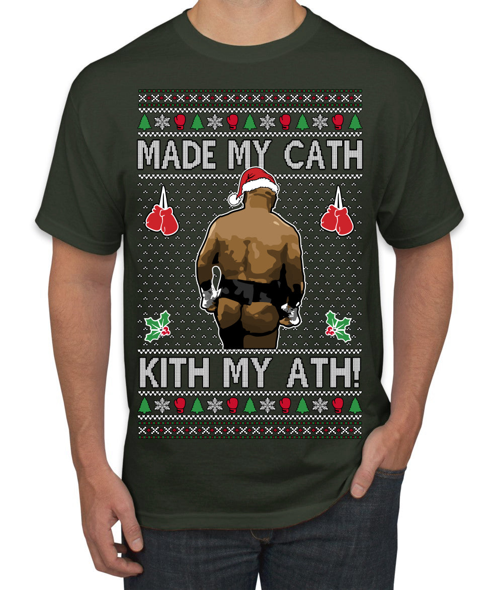 Made My Cath Kith My Ath, Funny Cash Money Viral Kiss My Ass Boxing Fight Meme, Men Women Ugly Christmas Sweater Men's T-Shirt