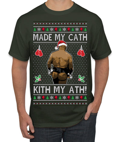 Made My Cath Kith My Ath, Funny Cash Money Viral Kiss My Ass Boxing Fight Meme, Men Women Ugly Christmas Sweater Men's T-Shirt