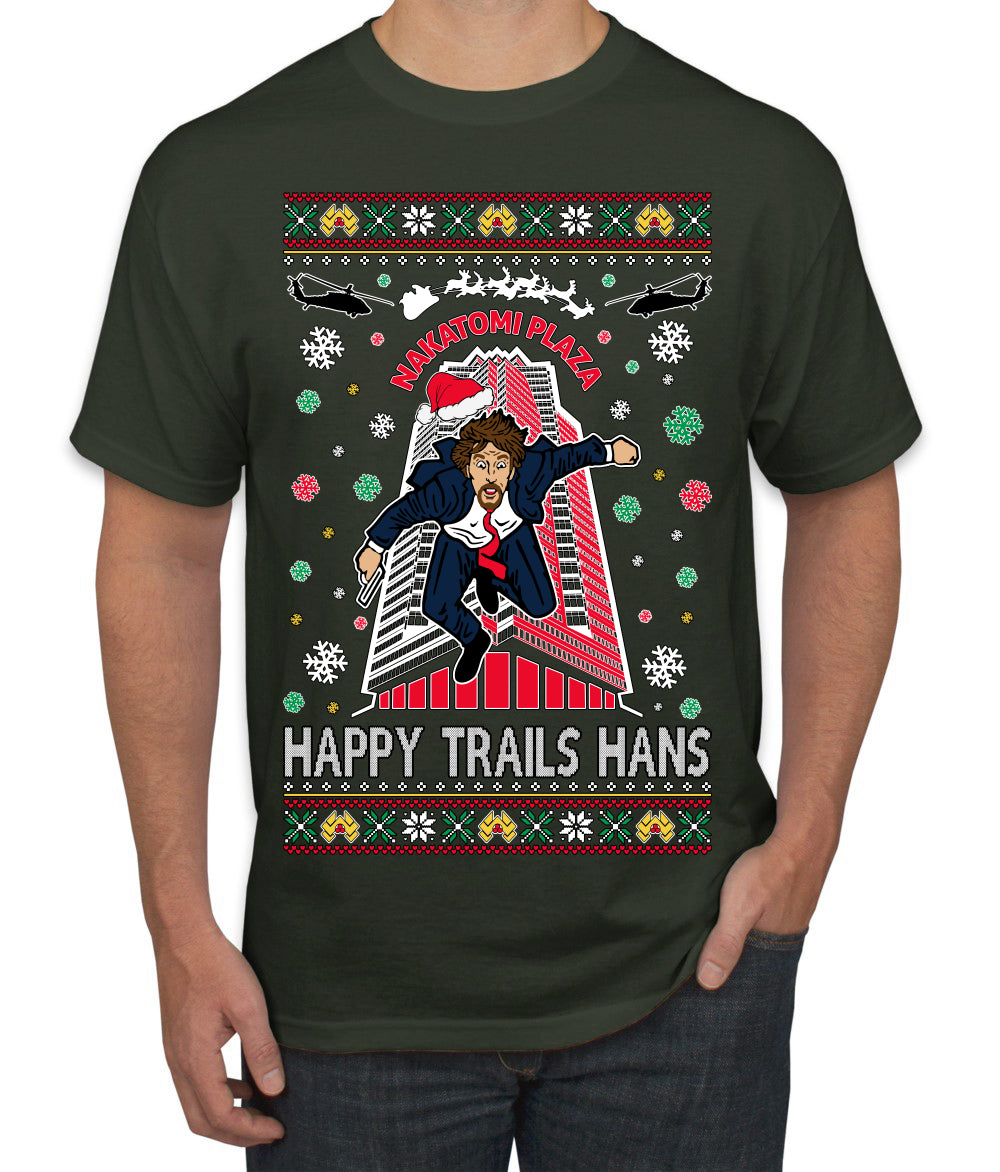 Nakatomi Plaza Happy Trails Hanz  Ugly Christmas Men's T-Shirt