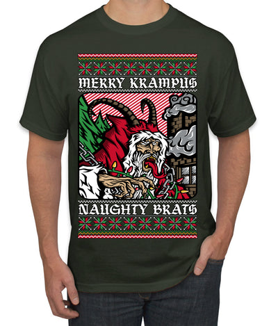 Merry Krampus Naughty Brats | Funny Ugly Christmas Sweater Men's T-Shirt