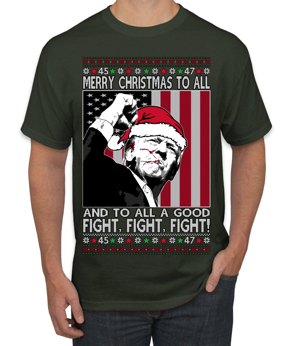 Merry Christmas to All a Good Fight | Santa Donald Trump Ugly Christmas Sweater Men's T-Shirt