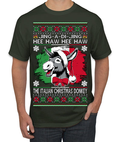 Jing a Di Jing Dominick the Italian Christmas Donkey Ugly Christmas Sweater Men's T-Shirt