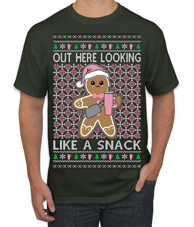 Out Here Looking Like a Snack Cute Xmas Cookie Ugly Christmas Sweater Men's T-Shirt