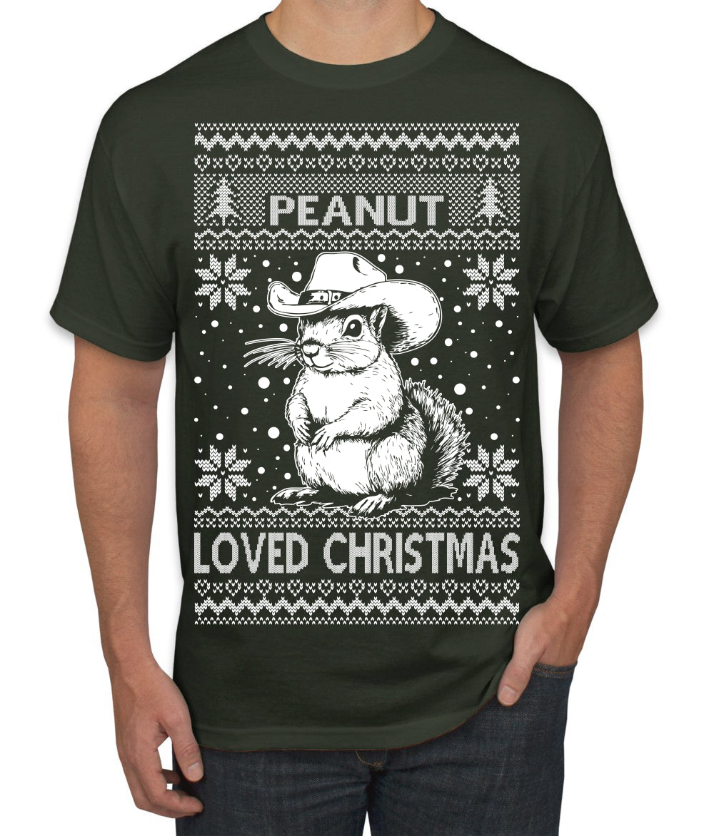 Peanut Loved Christmas RIP Funny Viral Squirrel Meme Ugly Christmas Sweater Men's T-Shirt