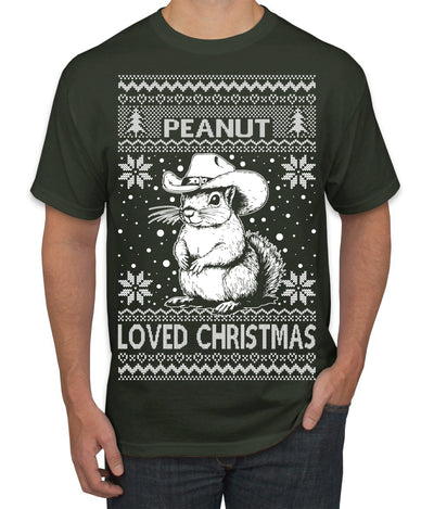 Peanut Loved Christmas RIP Funny Viral Squirrel Meme Ugly Christmas Sweater Men's T-Shirt