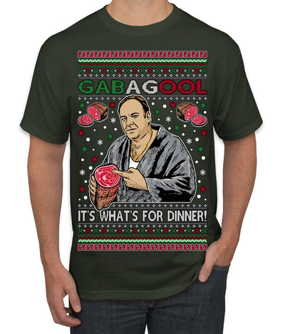 Gabagool It's What's for Dinner, Funny Tony Italian NJ New Jersey Mafia, Classic TV Show Ugly Christmas Sweater Men's T-Shirt