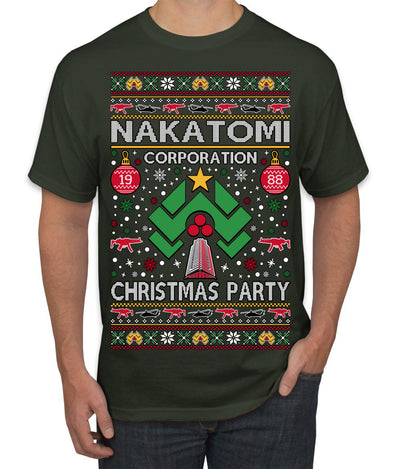 Nakatomi Corporation Christmas Party 1988 Plaza Logo, Classic Die Hard McClane 80s Xmas Movie Quote Ugly Christmas Sweater Men's T-Shirt