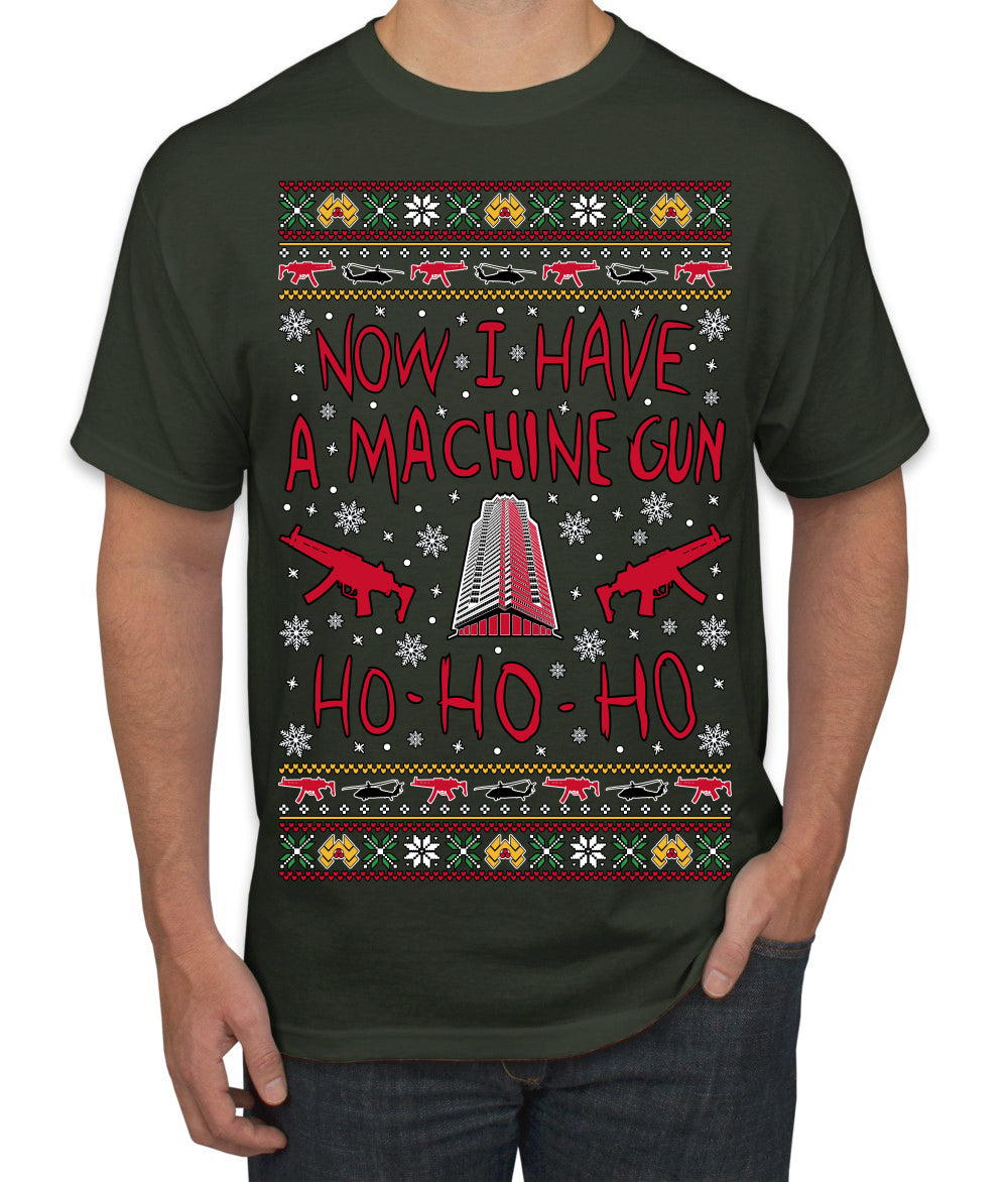Now I Have a Machine Gun Ho Ho Ho Nakatomi Die Hard McClane Classic 80s Xmas Movie Ugly Christmas Sweater Men's T-Shirt