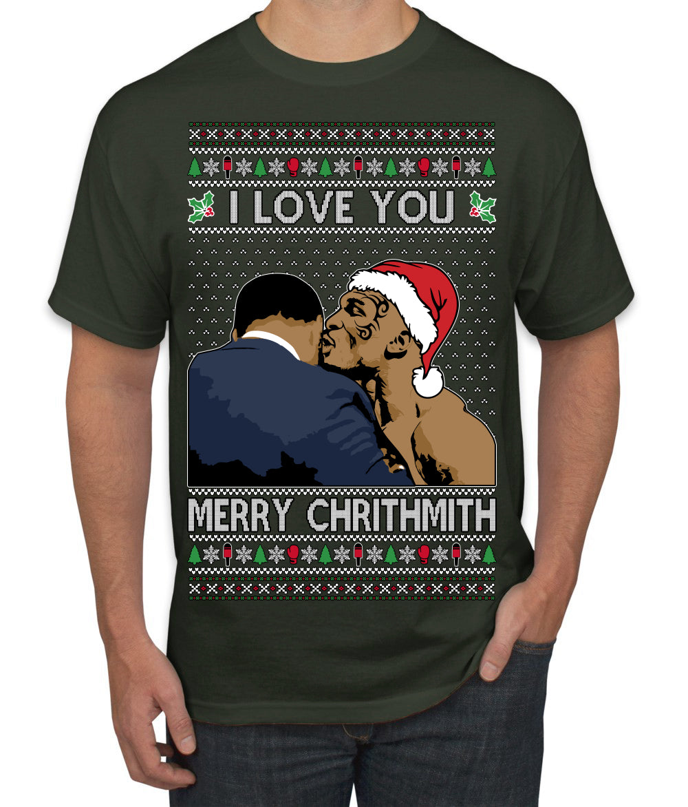 I Love You Merry Chrithmith Funny Boxing Fight Meme Classic Funny Xmas Ugly Christmas Sweater Men's T-Shirt