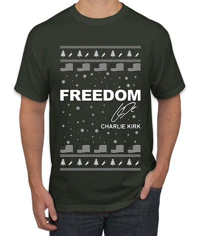 Freedom, Charlie Kirk Political Activist, Right Wing, Ugly Christmas Sweater Men's T-Shirt