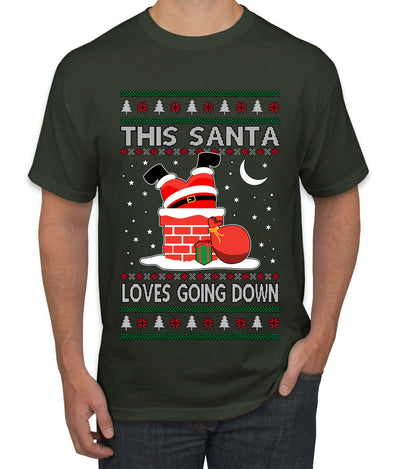 This Santa Loves going down, Funny dirty Humor, Ugly Christmas Sweater Men's T-Shirt