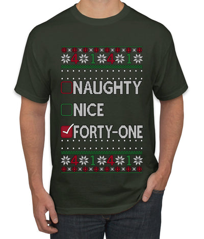 Funny Meme List Naughty, Nice, 41, Ugly Christmas Sweater Men's T-Shirt
