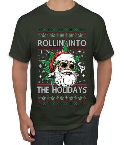 Rollin' Into The Holidays Christmas Sweater, Ugly Christmas Sweater Men's T-Shirt
