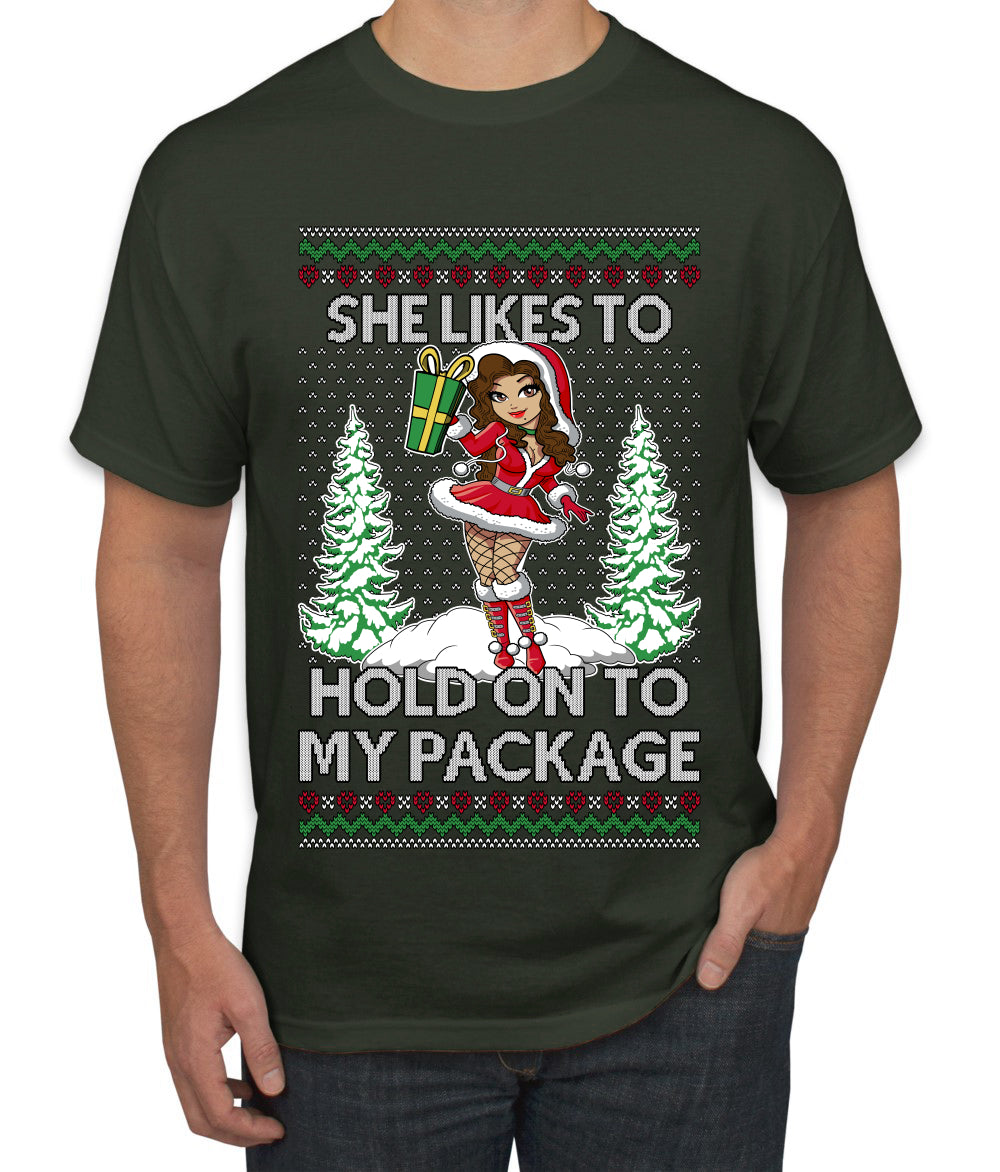 Hold My Package, Ugly Christmas Sweater Unisex Unisex Men's T-Shirt